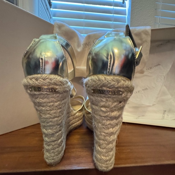 Jimmy Choo Gold/Champage Porto Platform Wedge Espadrille Sandal EU36/6 - Picture 2 of 16